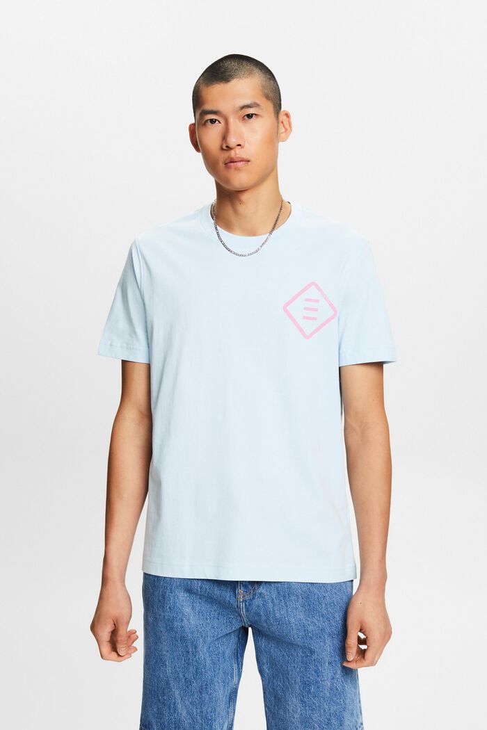 T-shirt in jersey di cotone con logo, PASTEL BLUE, detail image number 0