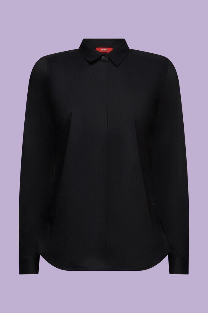 Camicia blusata in popeline, BLACK, detail image number 5
