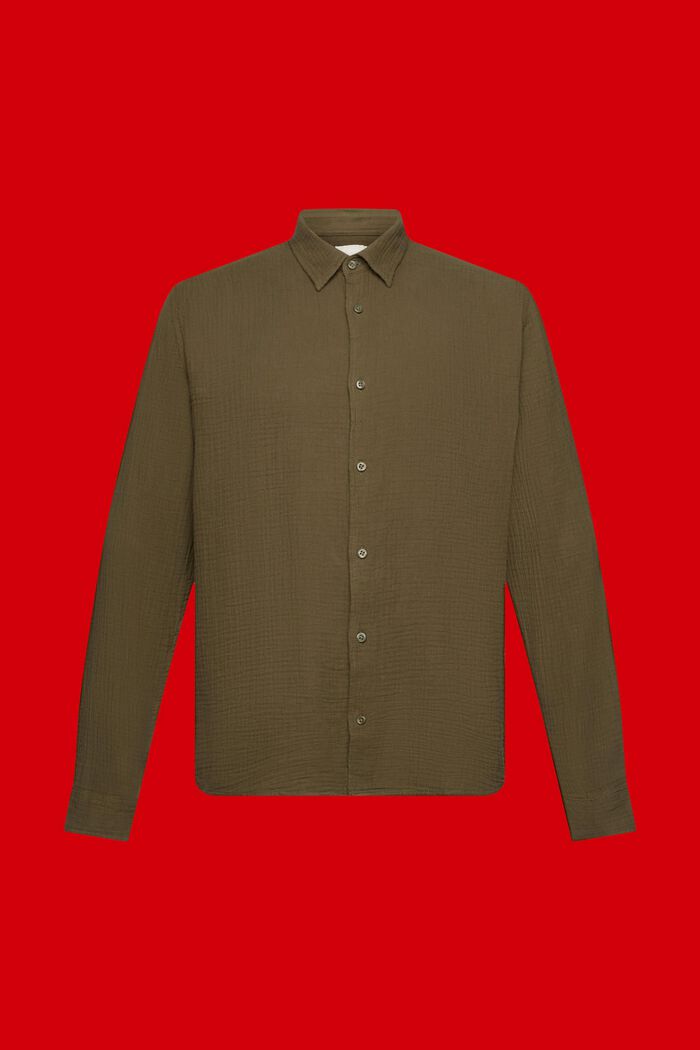 Camicia in mussola di cotone sostenibile, KHAKI GREEN, detail image number 6