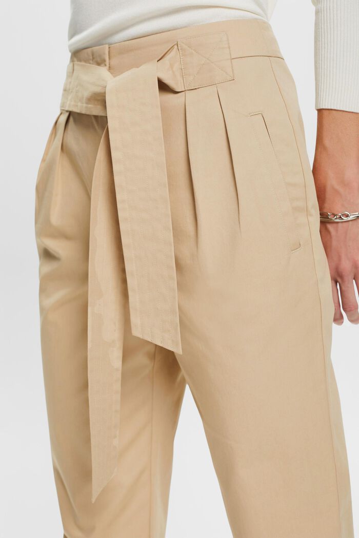 Pantaloni chino con cintura fissa, 100% cotone, SAND, detail image number 2