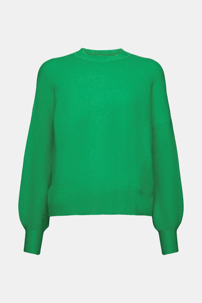 Pullover girocollo in misto lana, GREEN, detail image number 6