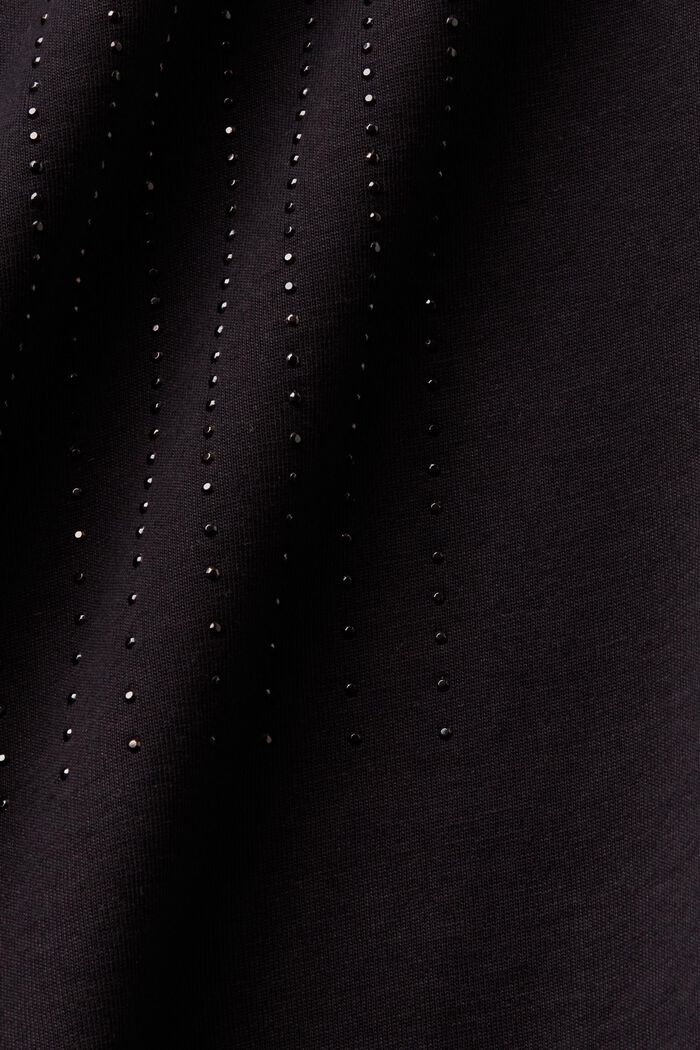 T-shirt in jersey con strass, BLACK, detail image number 5