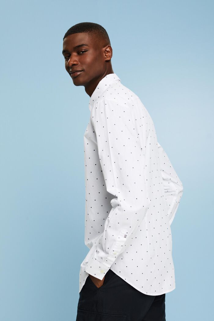 Camicia slim fit in cotone ricamato, WHITE, detail image number 2