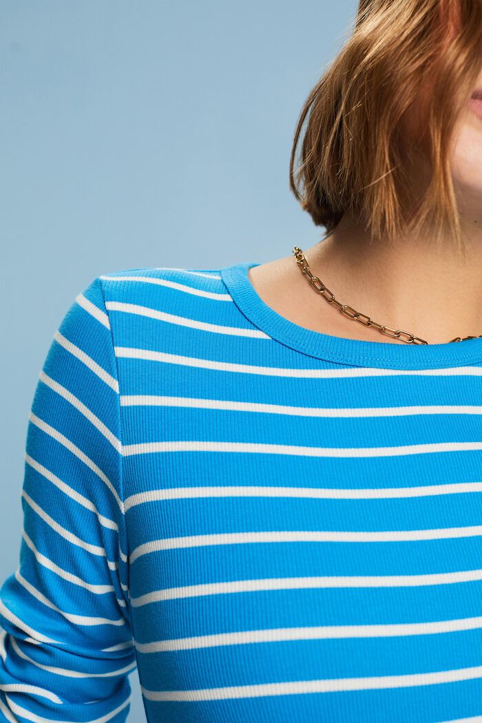 Top a righe in maglia a coste, BLUE, detail image number 3