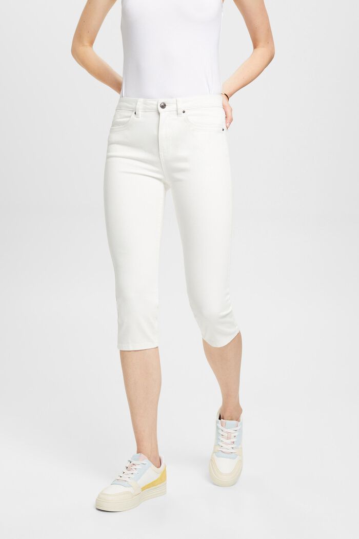 Jeans capri a vita media, WHITE, detail image number 0
