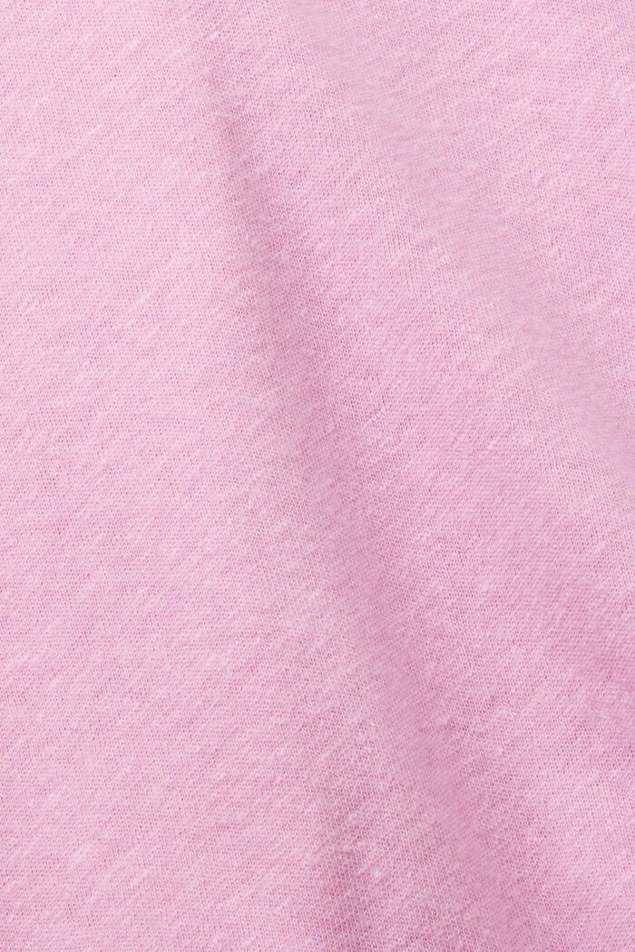 T-shirt con scollo a V in misto lino, LIGHT PINK, detail image number 6