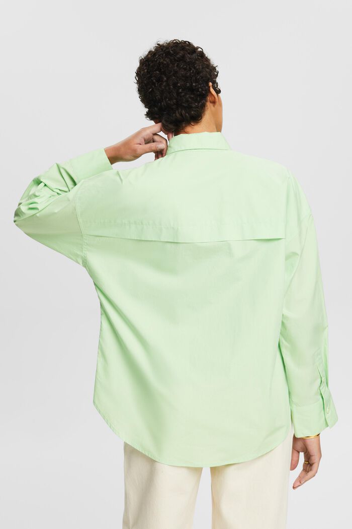 Camicia button-up in popeline di cotone, LIGHT GREEN, detail image number 3