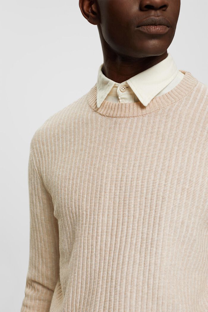 Pullover in maglia a coste bicolore, LIGHT TAUPE, detail image number 2