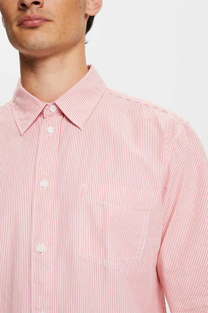 Camicia a righe in popeline di cotone, CORAL RED, detail image number 2