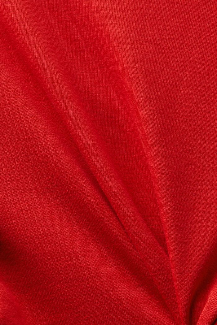 T-shirt in cotone con scollo a V, DARK RED, detail image number 4