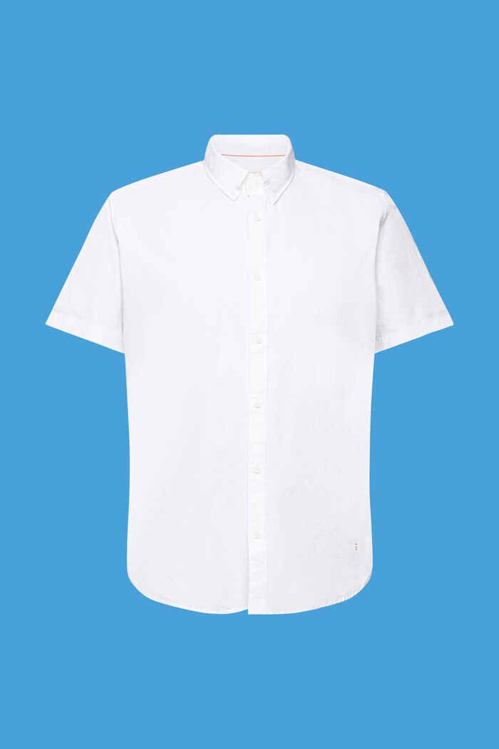 Camicia in cotone con colletto button down, WHITE, detail image number 4