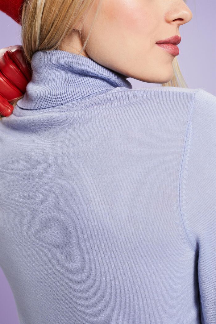 Pullover dolcevita in lana, LIGHT BLUE LAVENDER, detail image number 4