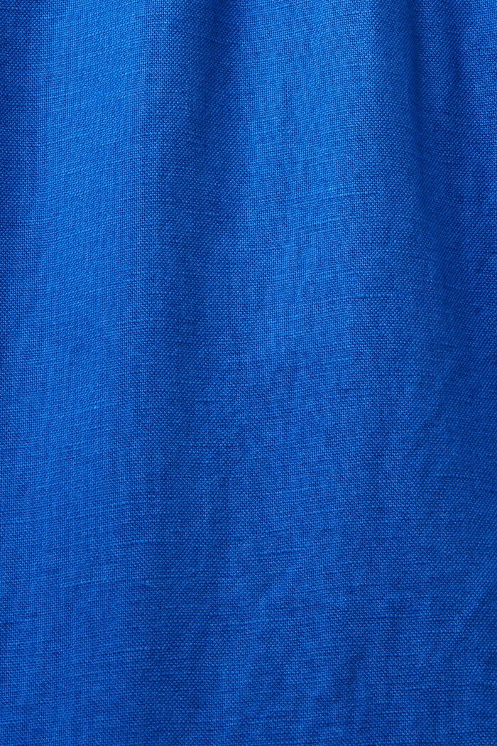 Pantaloni dritti in lino e cotone, BRIGHT BLUE, detail image number 6