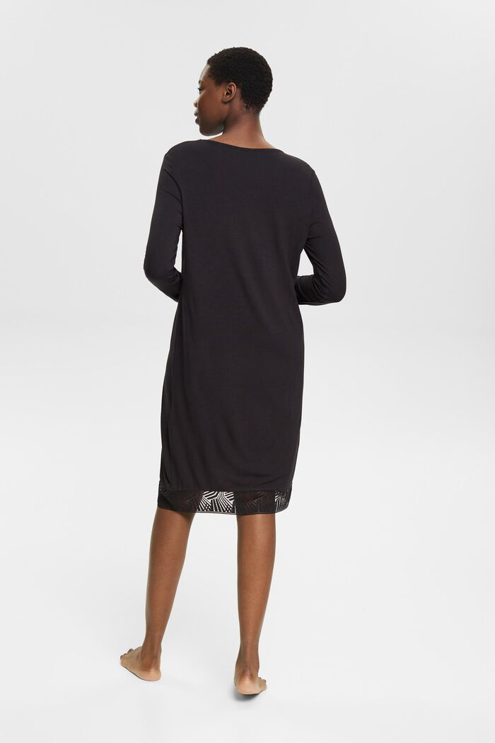 Camicia da notte con pizzo, LENZING™ ECOVERO™, BLACK, detail image number 3