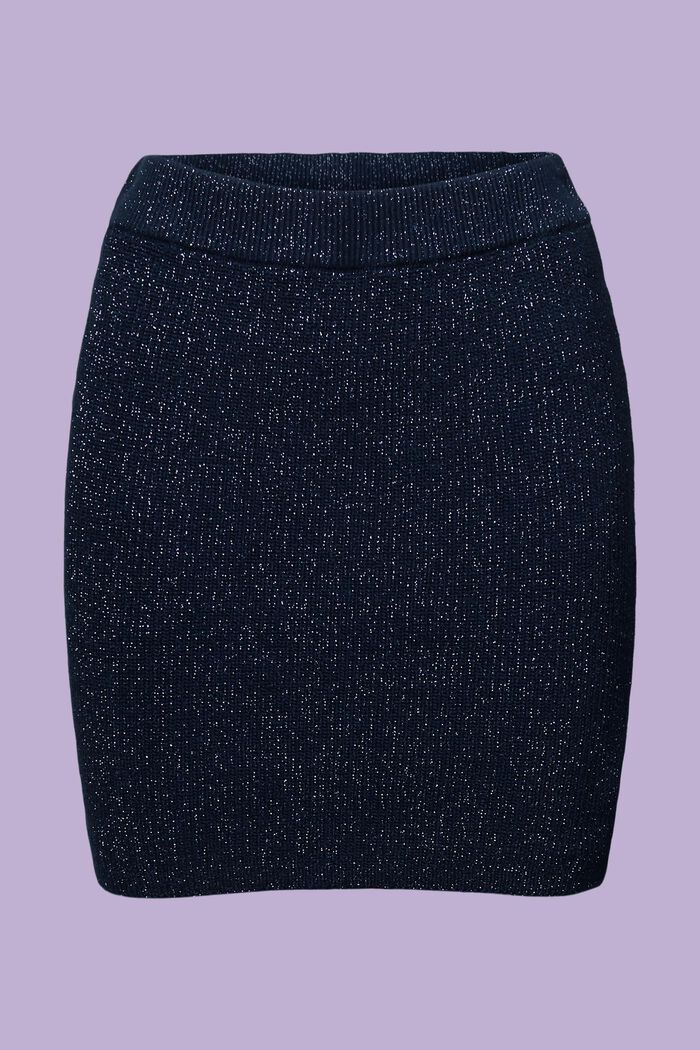 Minigonna in maglia lamé, NAVY, detail image number 6