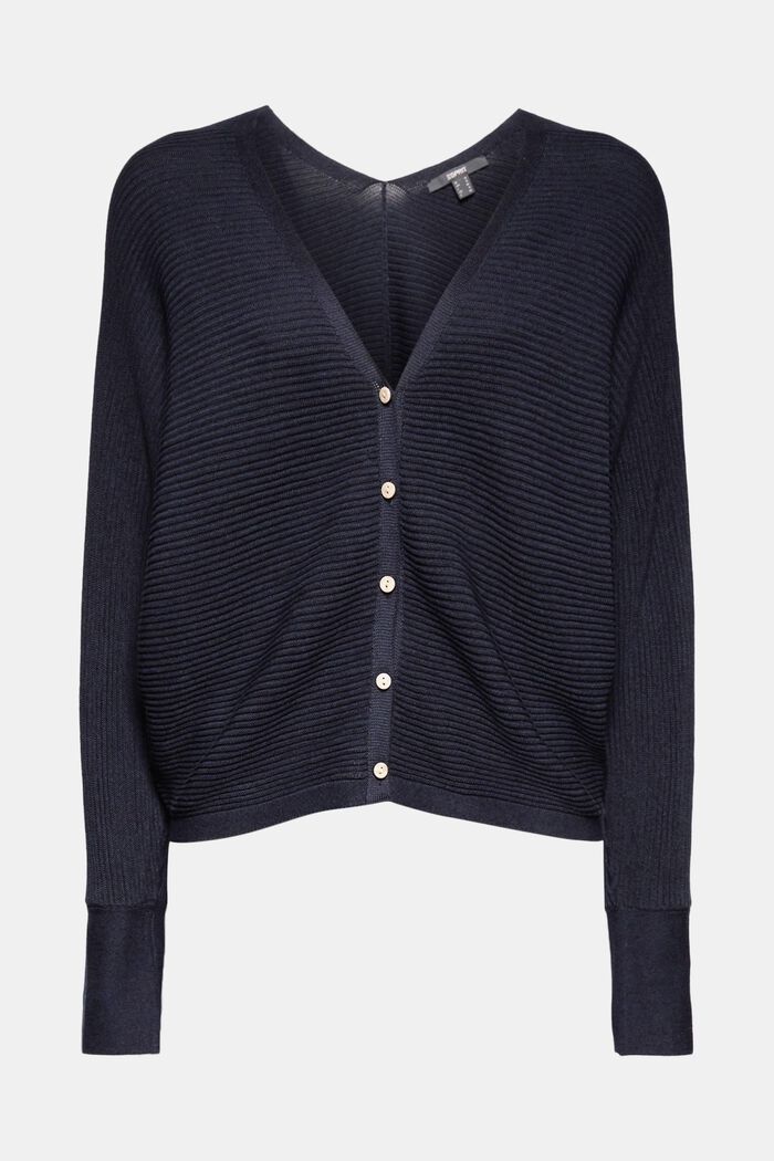 Con lyocell TENCEL™: cardigan a coste, NAVY, detail image number 0