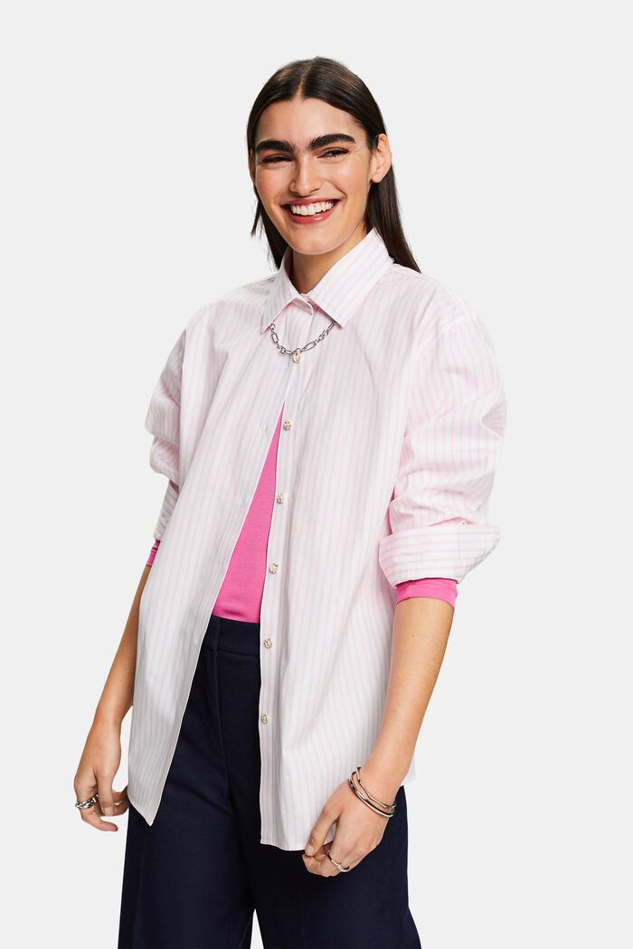 Camicia in popeline a righe, PASTEL PINK, detail image number 0