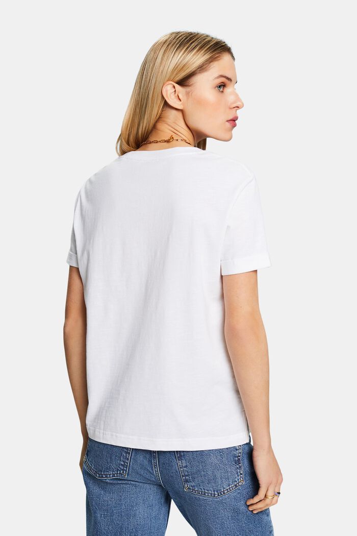 T-shirt fiammata con scollo ampio, WHITE, detail image number 3