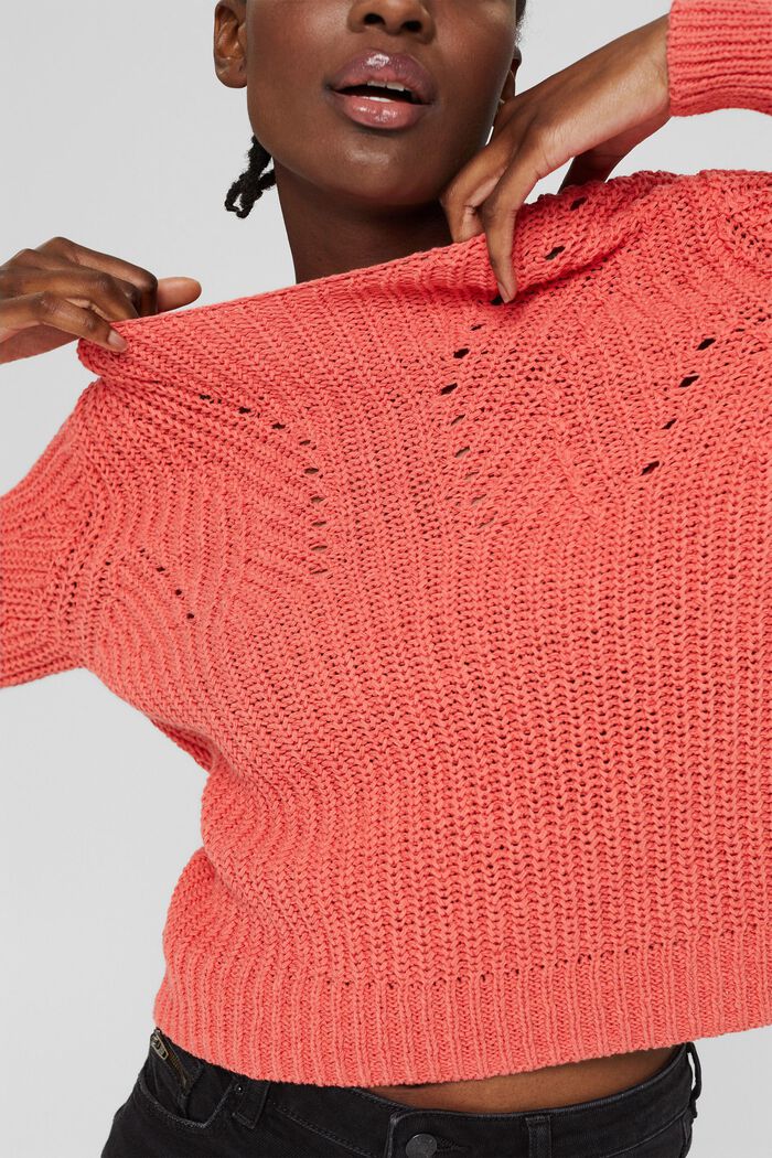 Pullover in misto cotone, CORAL, detail image number 0