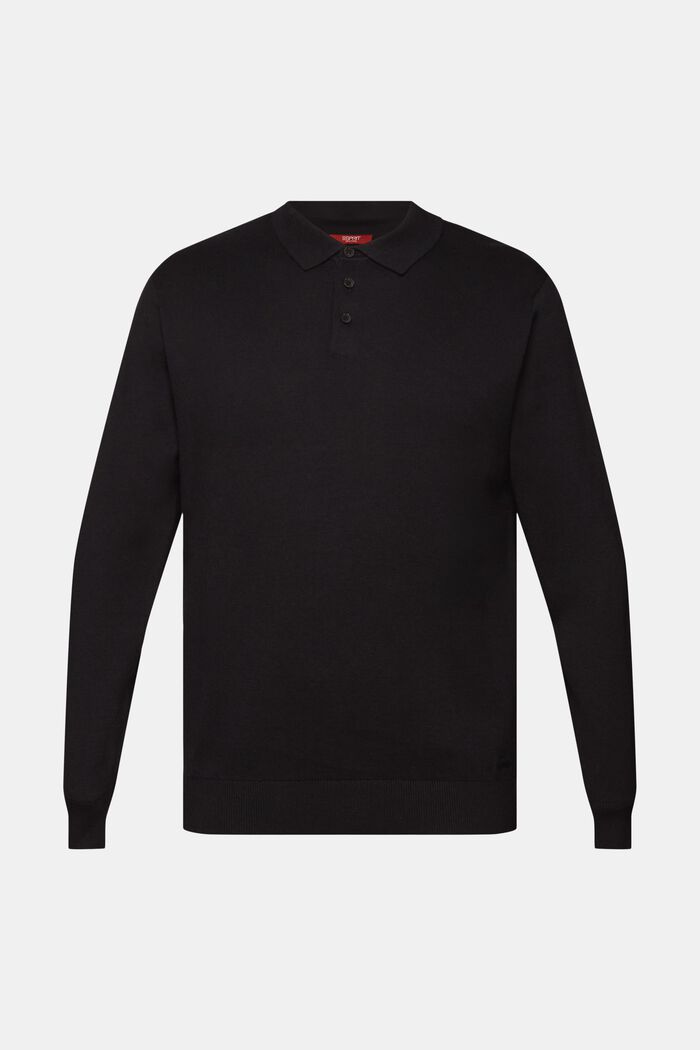 Pullover a maglia con colletto da polo, TENCEL™, BLACK, detail image number 6