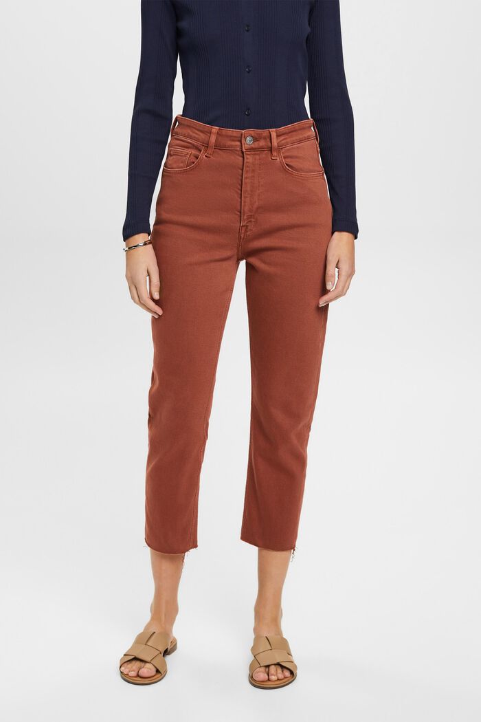 Pantaloni cropped con orlo con frange, RUST BROWN, detail image number 0