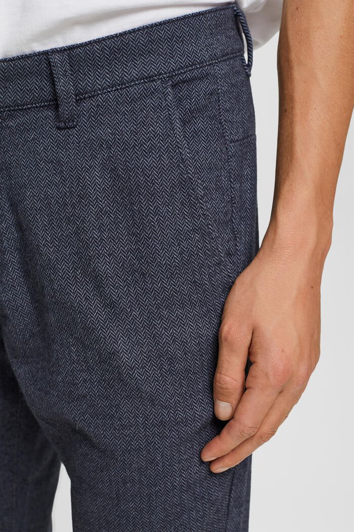 Pantaloni Slim Fit a spina di pesce, NAVY, detail image number 0