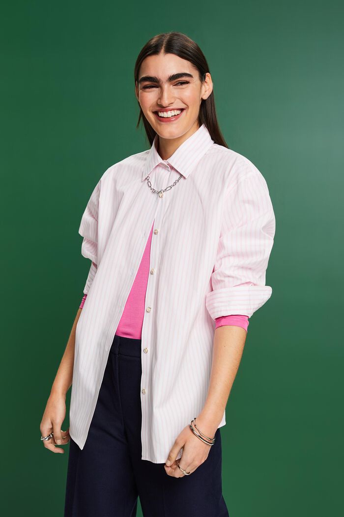 Camicia in popeline a righe, PASTEL PINK, detail image number 0