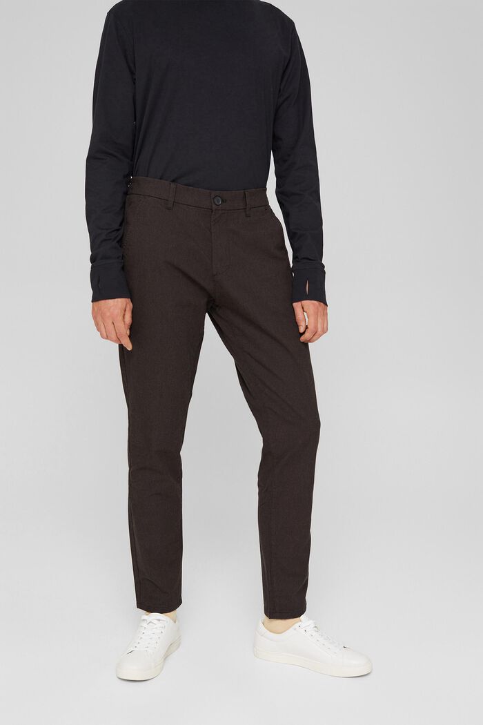 Pantaloni da completo bicolore in misto cotone, DARK BROWN, detail image number 1