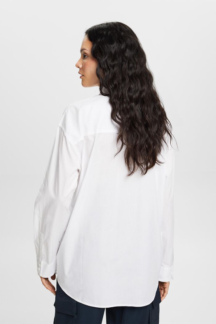 Camicia blusata in popeline, 100% cotone, WHITE, detail image number 4