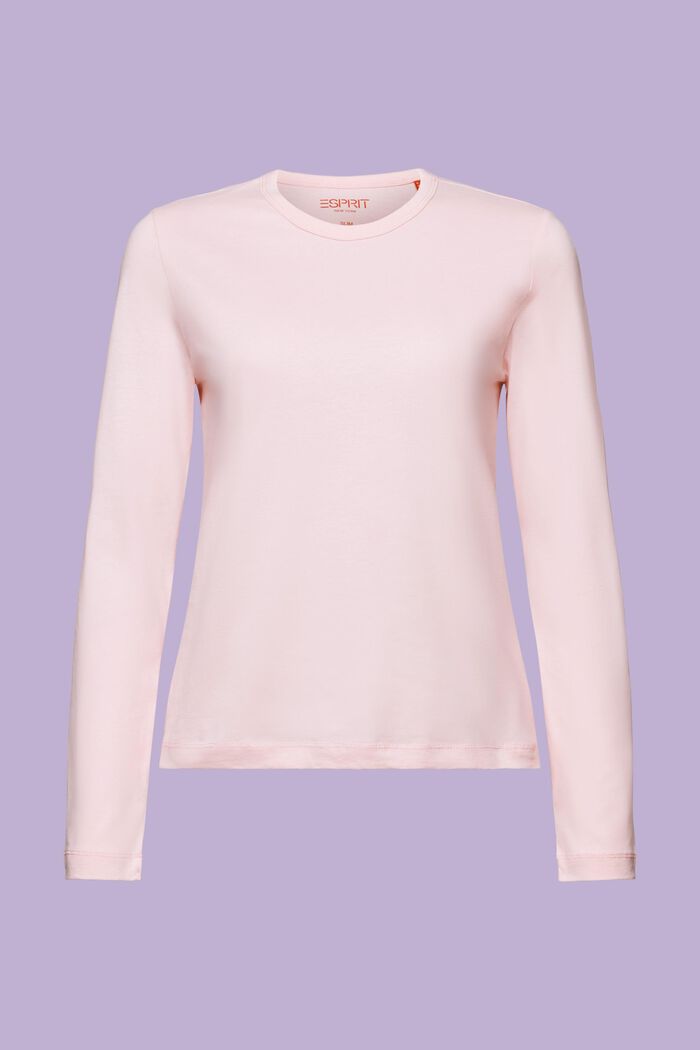 Maglia girocollo a maniche lunghe slim, PASTEL PINK, detail image number 7