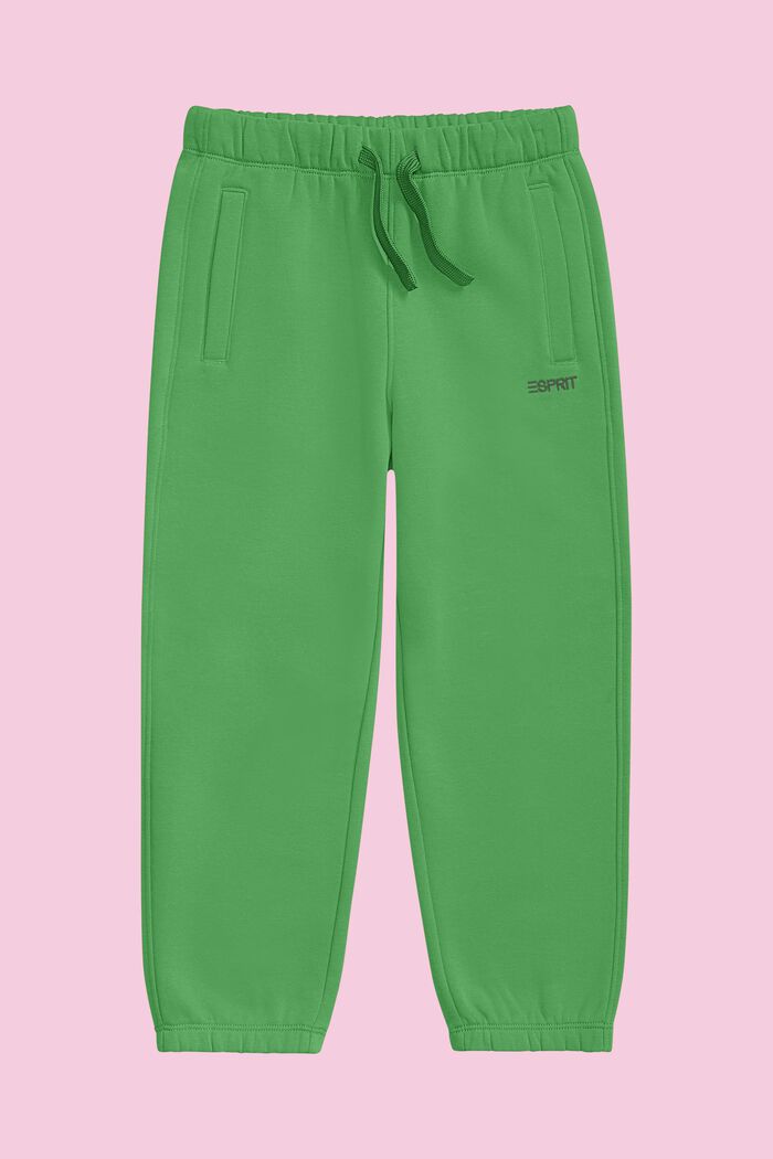 Pantaloni da ginnastica con logo in misto cotone, GREEN, detail image number 1