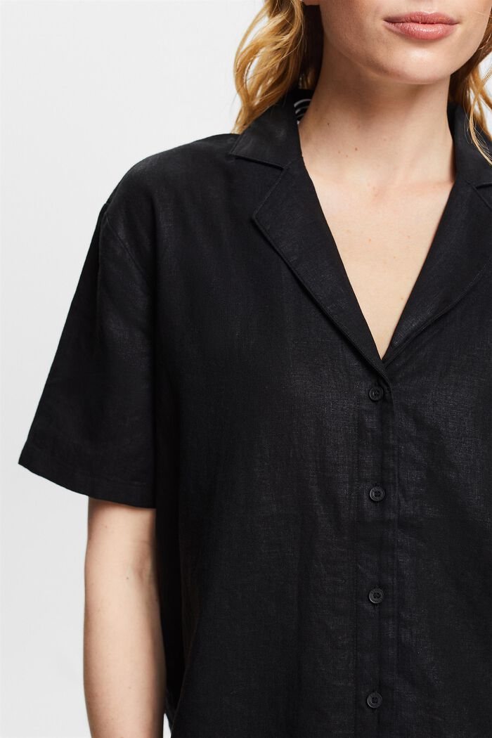 Blusa con colletto camp, BLACK, detail image number 3