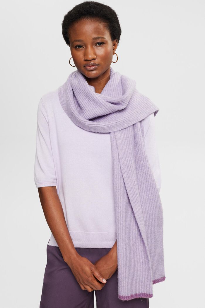 In materiale riciclato: Foulard con righe a contrasto, LAVENDER, detail image number 2