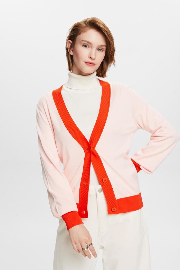 Cardigan basic con scollo a V, LIGHT PINK, detail image number 1