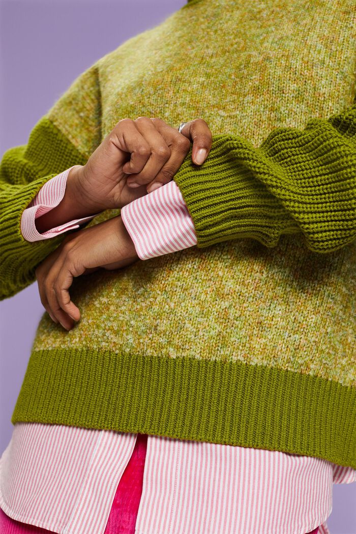Pullover melangiato con collo a lupetto, LEAF GREEN, detail image number 2