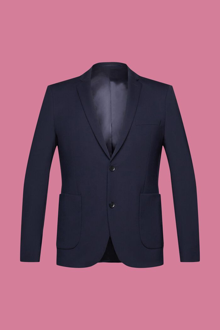 Blazer monopetto in jersey di cotone piqué, NAVY, detail image number 5