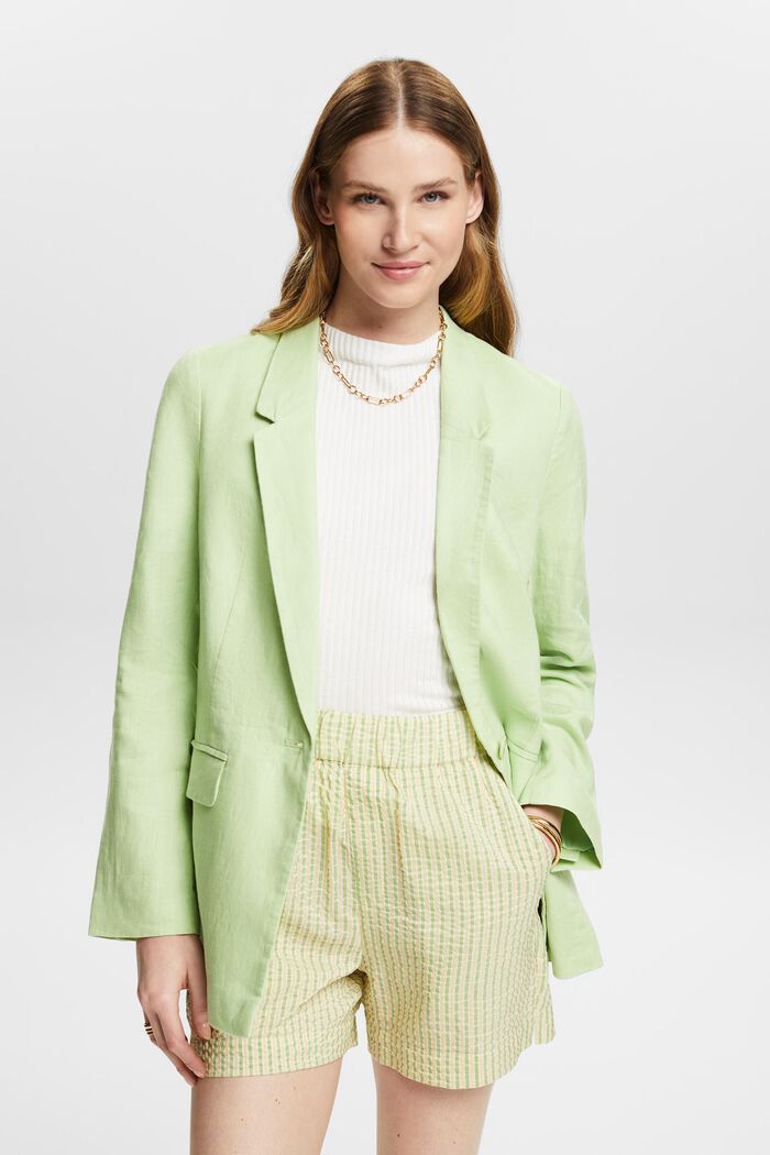 Blazer monopetto in lino, LIGHT GREEN, detail image number 0