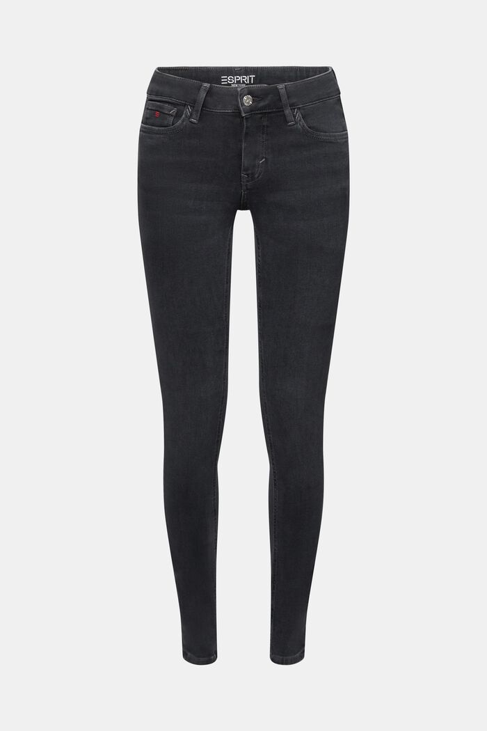 Jeans skinny a vita media, BLACK RINSE, detail image number 7