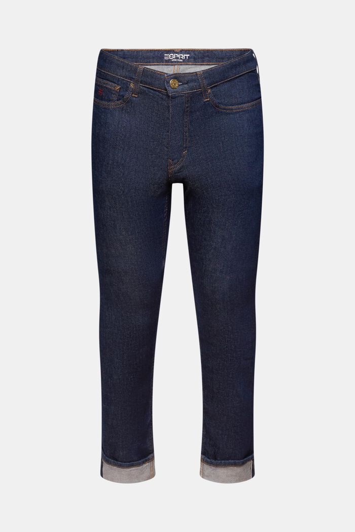 Jeans cimosati slim fit a vita media, BLUE RINSE, detail image number 7