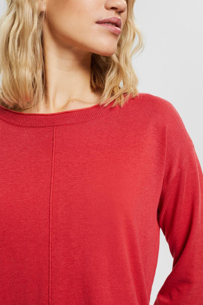 Pullover in maglia con lino, RED, detail image number 0