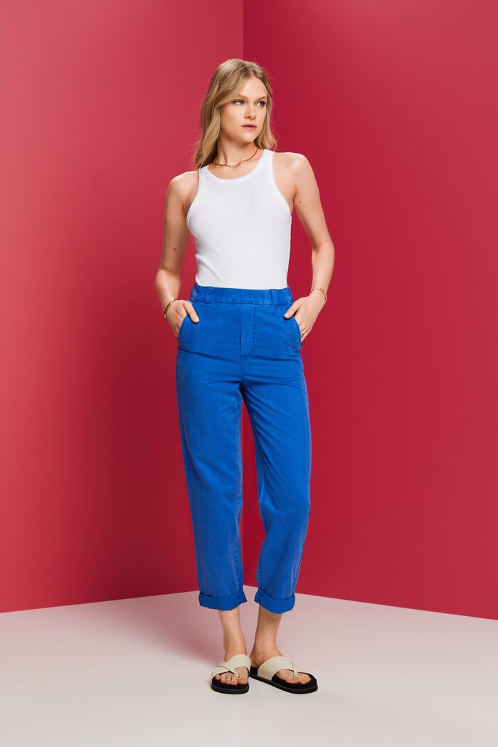 Pantaloni chino pull up dalla lunghezza cropped, BRIGHT BLUE, detail image number 5