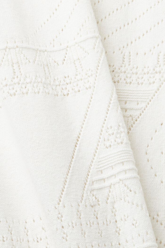 Maglione a maniche corte in misto lino, WHITE, detail image number 5