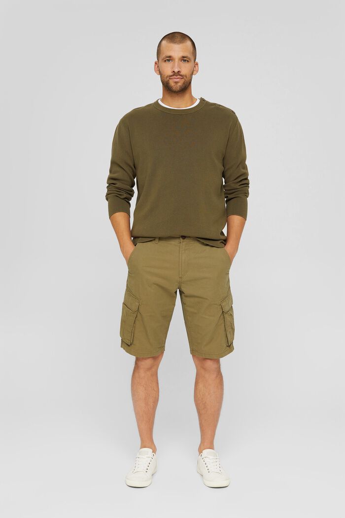 Pantaloncini stile cargo in 100% cotone, OLIVE, detail image number 1