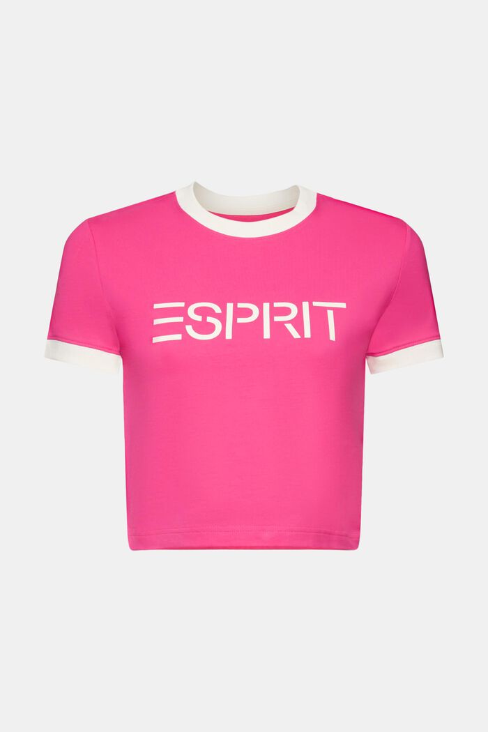 T-shirt in jersey di cotone con logo, PINK FUCHSIA, detail image number 6
