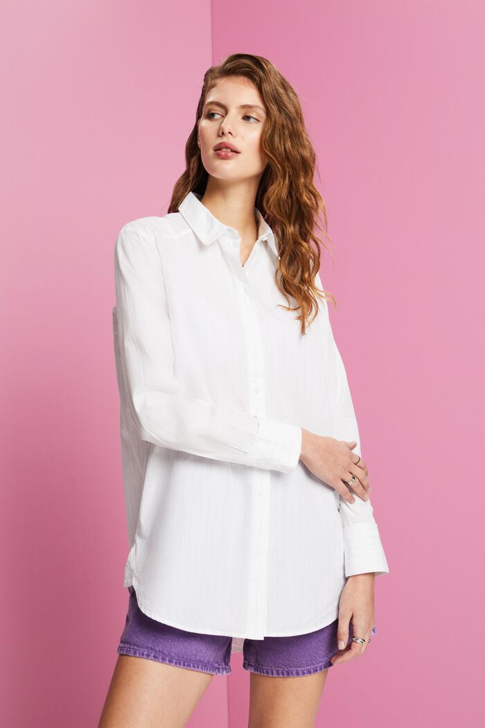 Camicia blusata, 100% cotone, WHITE, detail image number 0