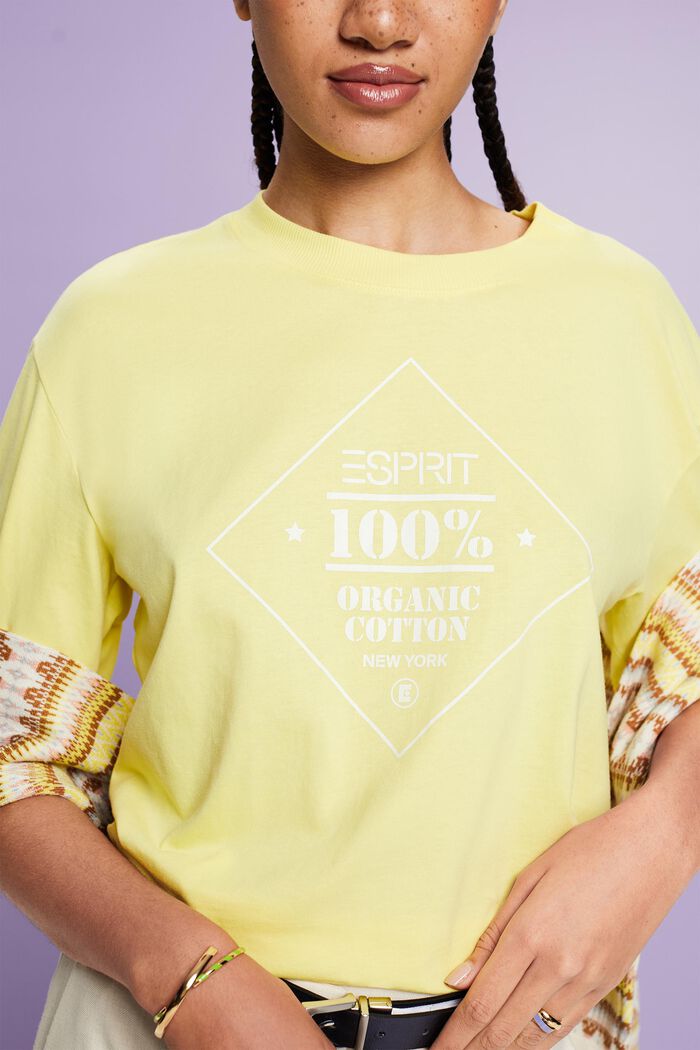 T-shirt in cotone biologico con stampa, PASTEL YELLOW, detail image number 1