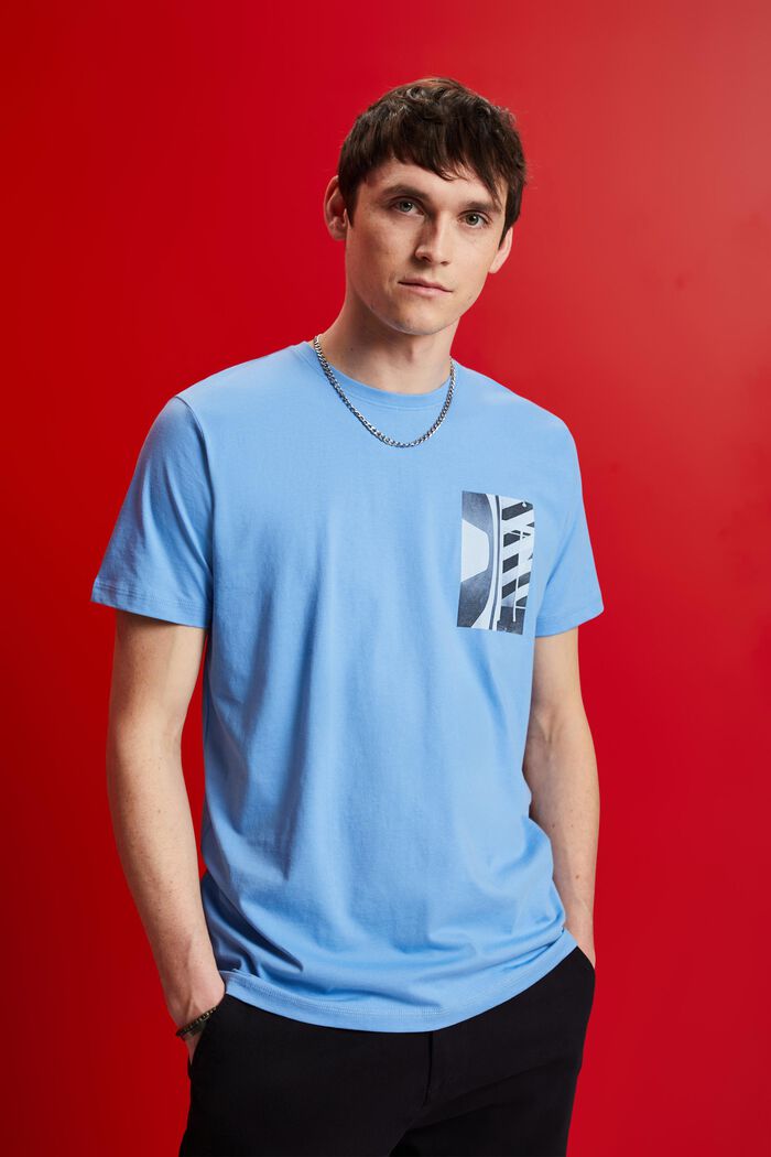 T-shirt girocollo, 100% cotone, LIGHT BLUE, detail image number 0