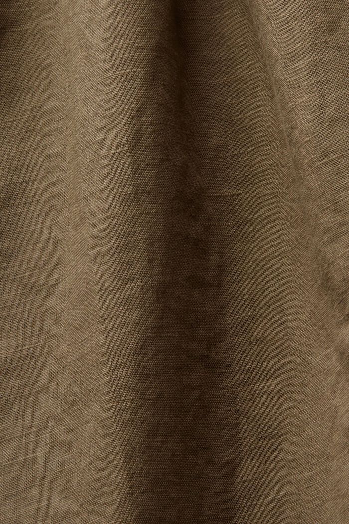 Camicetta arricciata senza maniche in lino cotone, KHAKI GREEN, detail image number 5