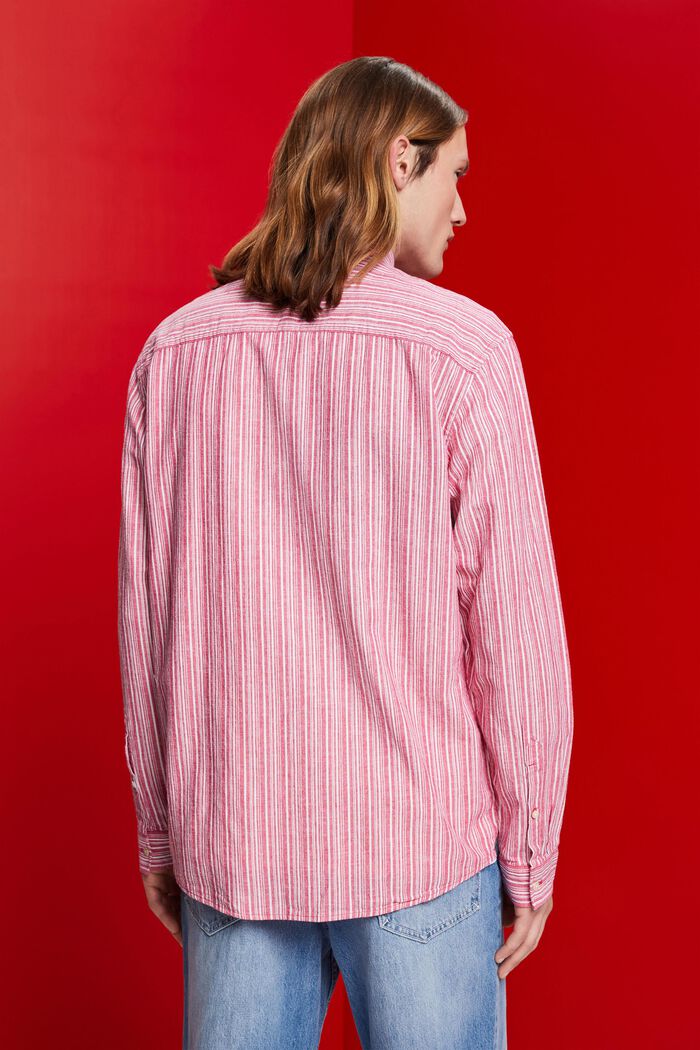 Camicia a righe con lino, DARK PINK, detail image number 3