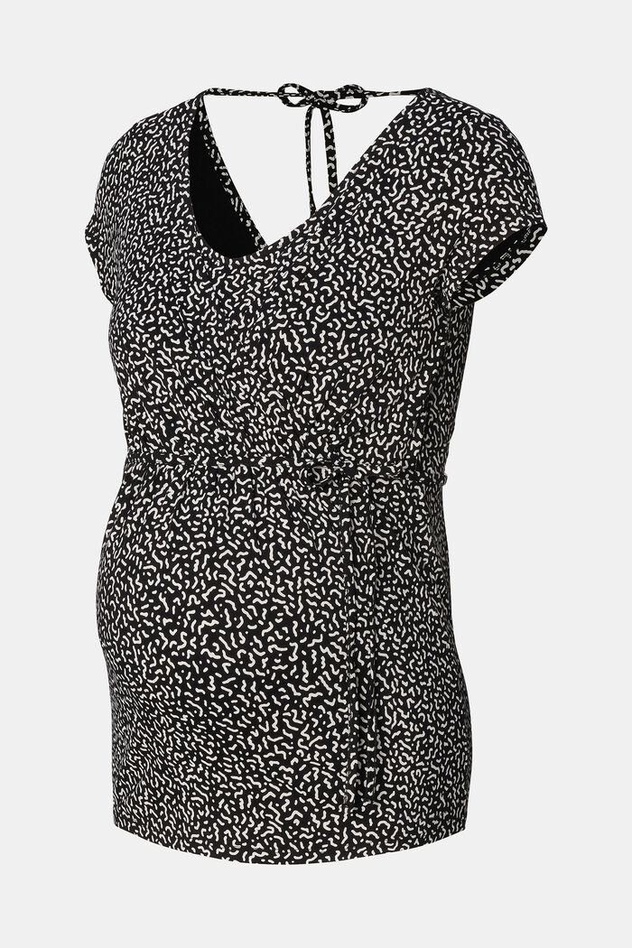 MATERNITY T-Shirt con stampa e scollo a V, DEEP BLACK, detail image number 4